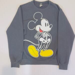 Disney Mickey Mouse Skeleton Black Sweatshirt Women’s XS Black Graphic Crewneck